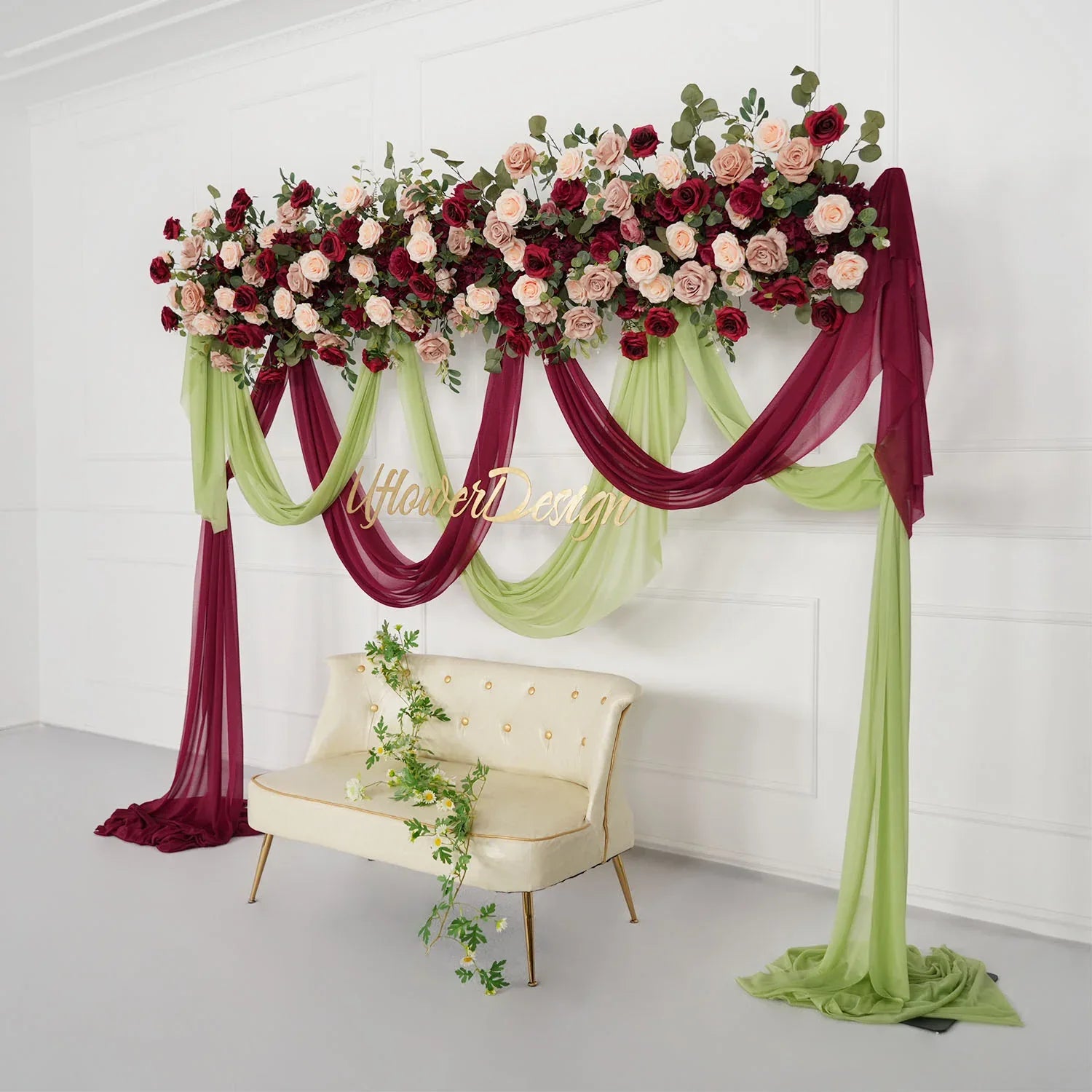 Uflower Artificial Rose Flower Row Wedding KT Backdrop Decor MC80062-01 - Uflower