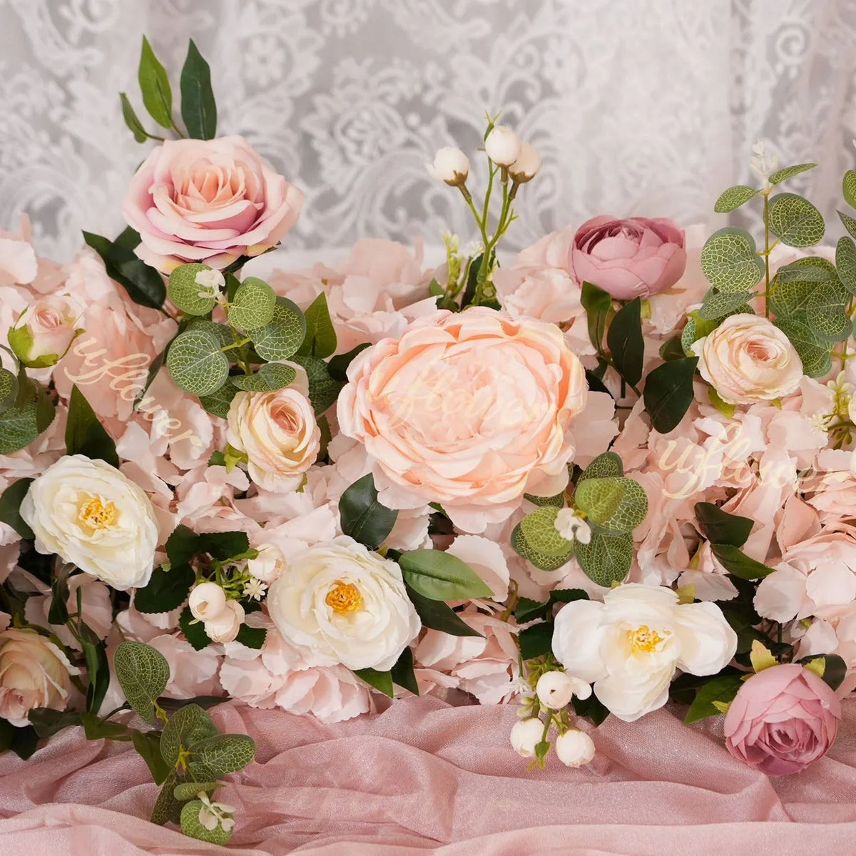 Uflower Artificial Pink Rose Flower Row Wedding KT Backdrop Decor SET80172 - Uflower