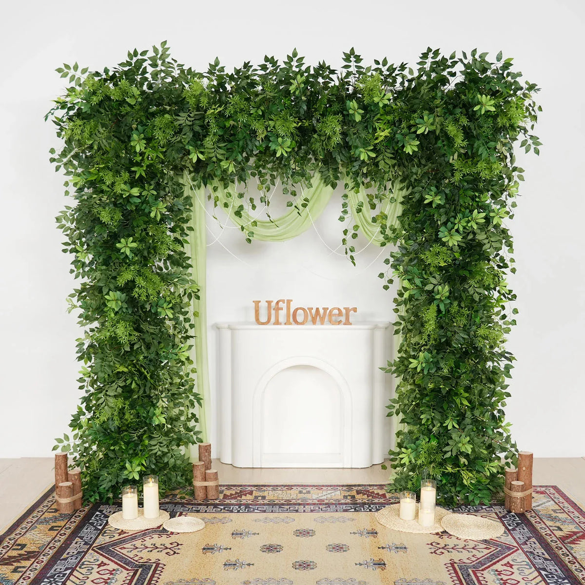 Uflower Green Series Wedding Backdrop Arch Decor Floral Arrangement SET80110 - Uflower