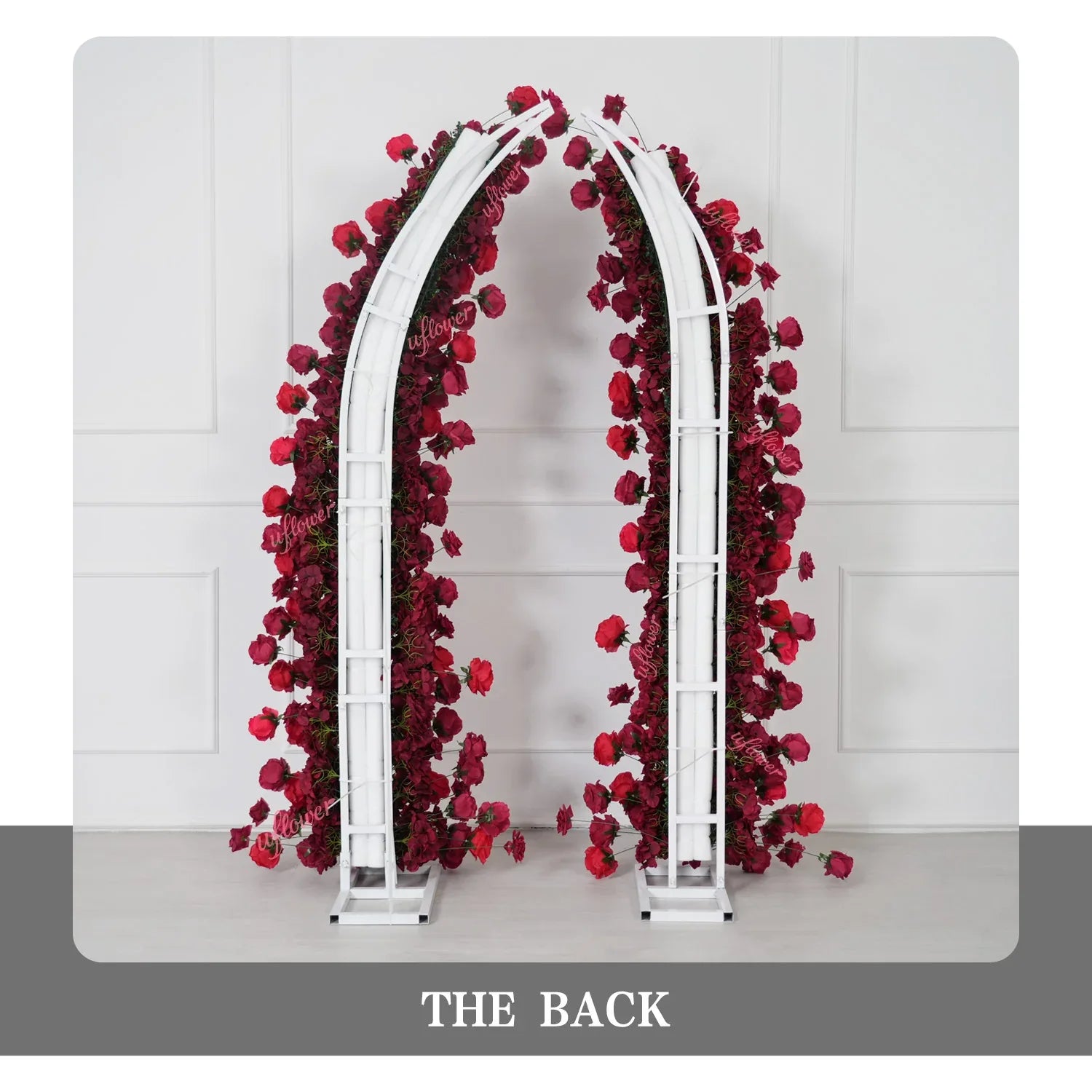 Uflower Red Rose Floral Horn Arch Wedding Party Backdrop Decor SET80204 - Uflower