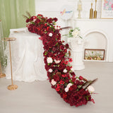 Uflower Luxury Burgundy Floral Row Wedding & Event Backdrop MC80308-01