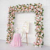 Uflower White Pink Rose Floral Square Arch Wedding Party Backdrop Decoration SET80117 - Uflower