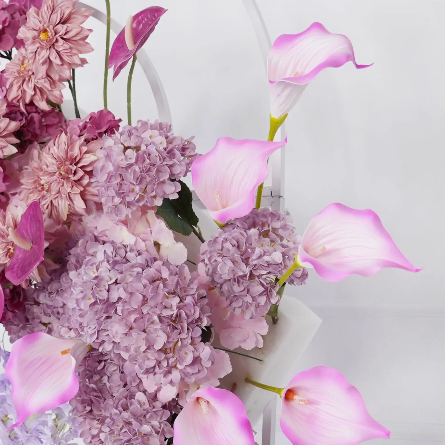 Uflower Rose Hydrangea Calla Lily Wedding Backdrop Arch Hanging Flower Row Floor Floral Arrangement SET80083 - Uflower