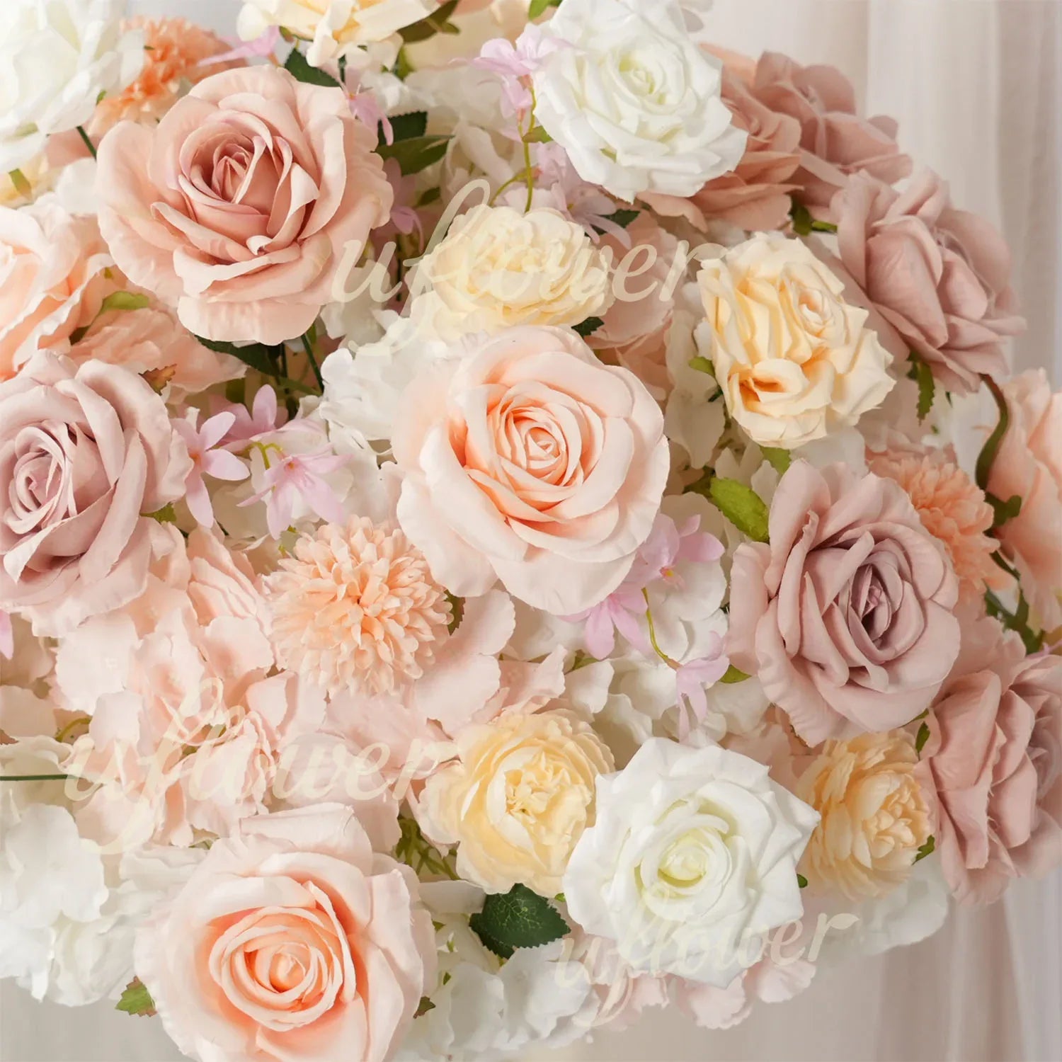 Uflower Champagne Pink Rose Arrangement Wedding Backdrop Floral Props SET80151 - Uflower