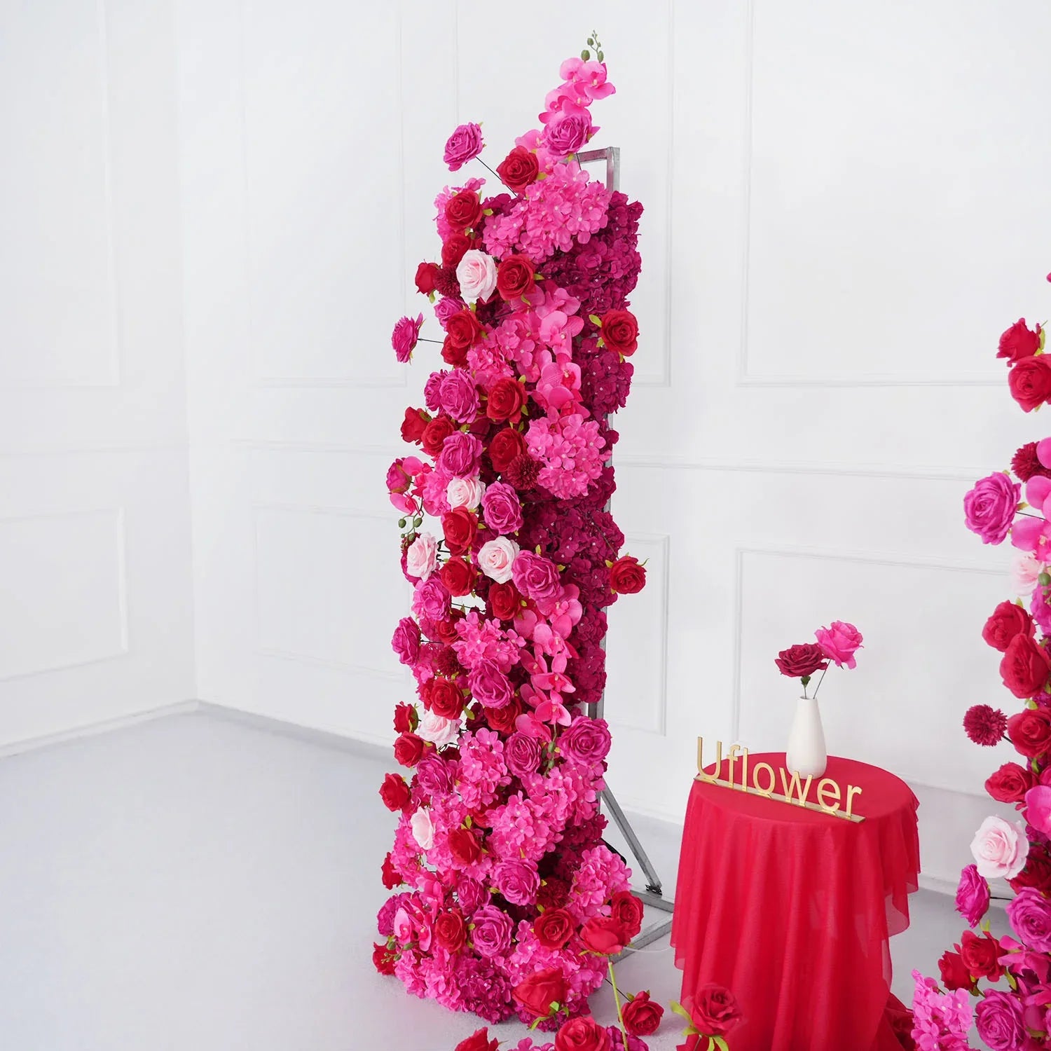 Artificial Rose Red Wedding KT Background Decor Flower Row SET80094 - Uflower