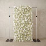 Uflower White Rose Baby's Breath Flower Wall Wedding Party Proposal Decor SET80226