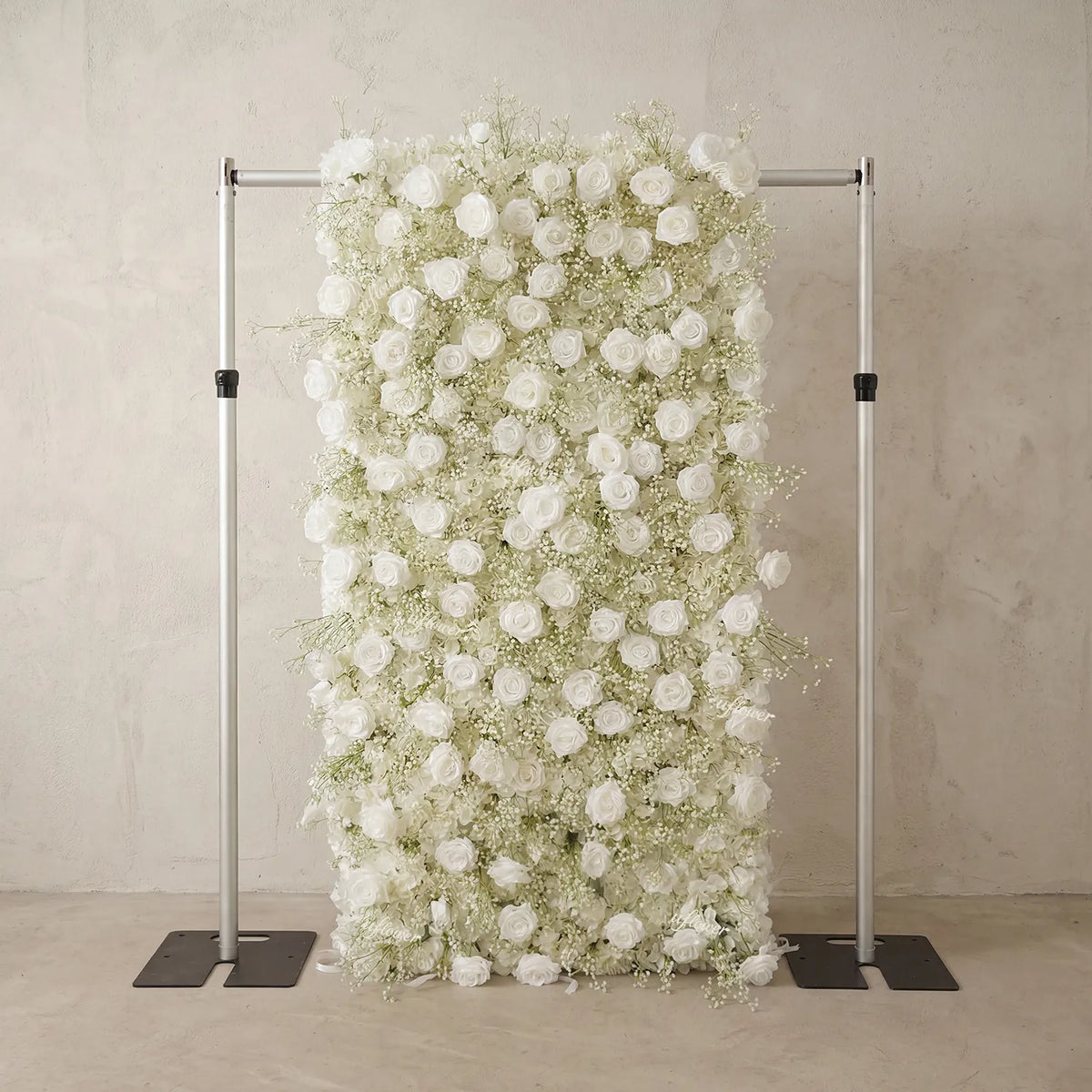 Uflower White Rose Baby's Breath Flower Wall Wedding Party Proposal Decor SET80226