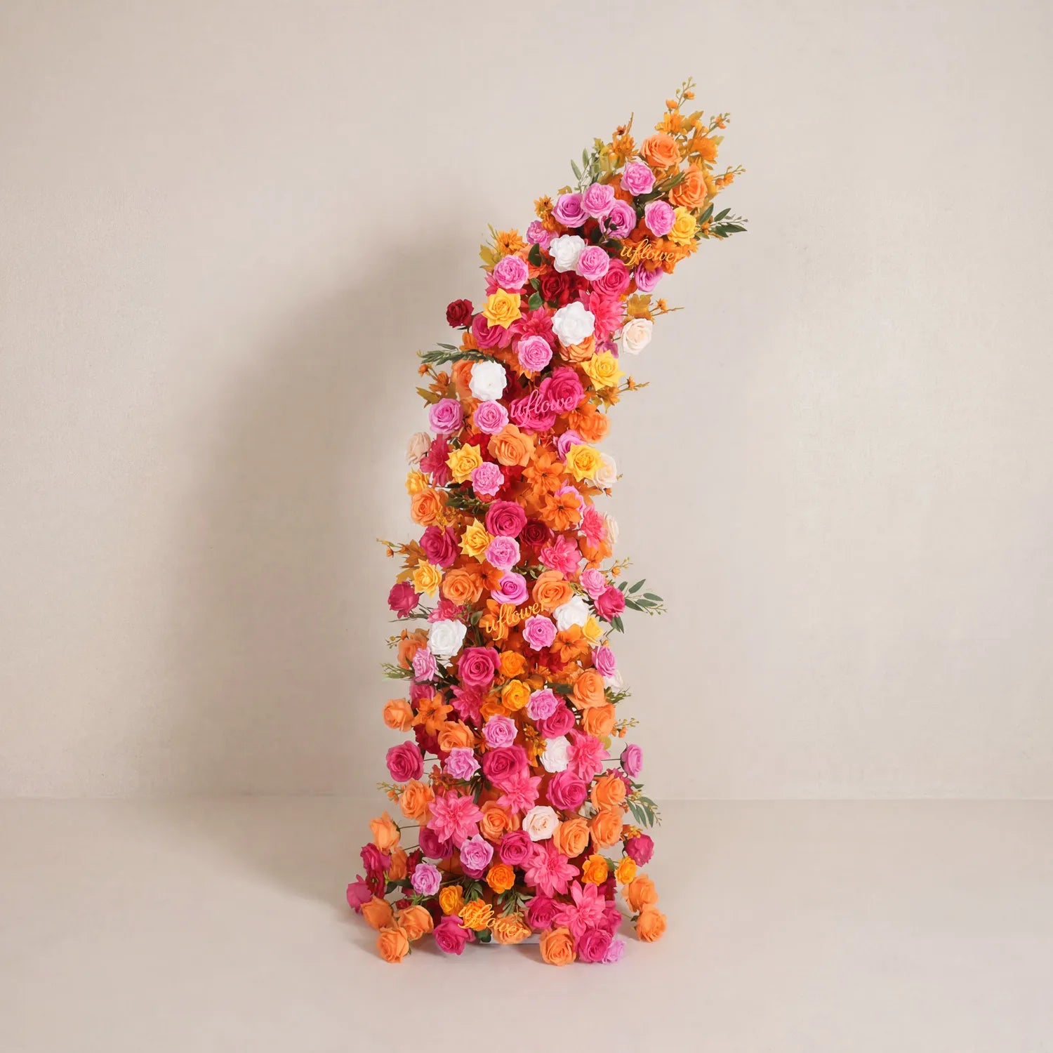 Uflower Orange-Rose Horn Arch Wedding Backdrop Party Event Decor Props SET80235
