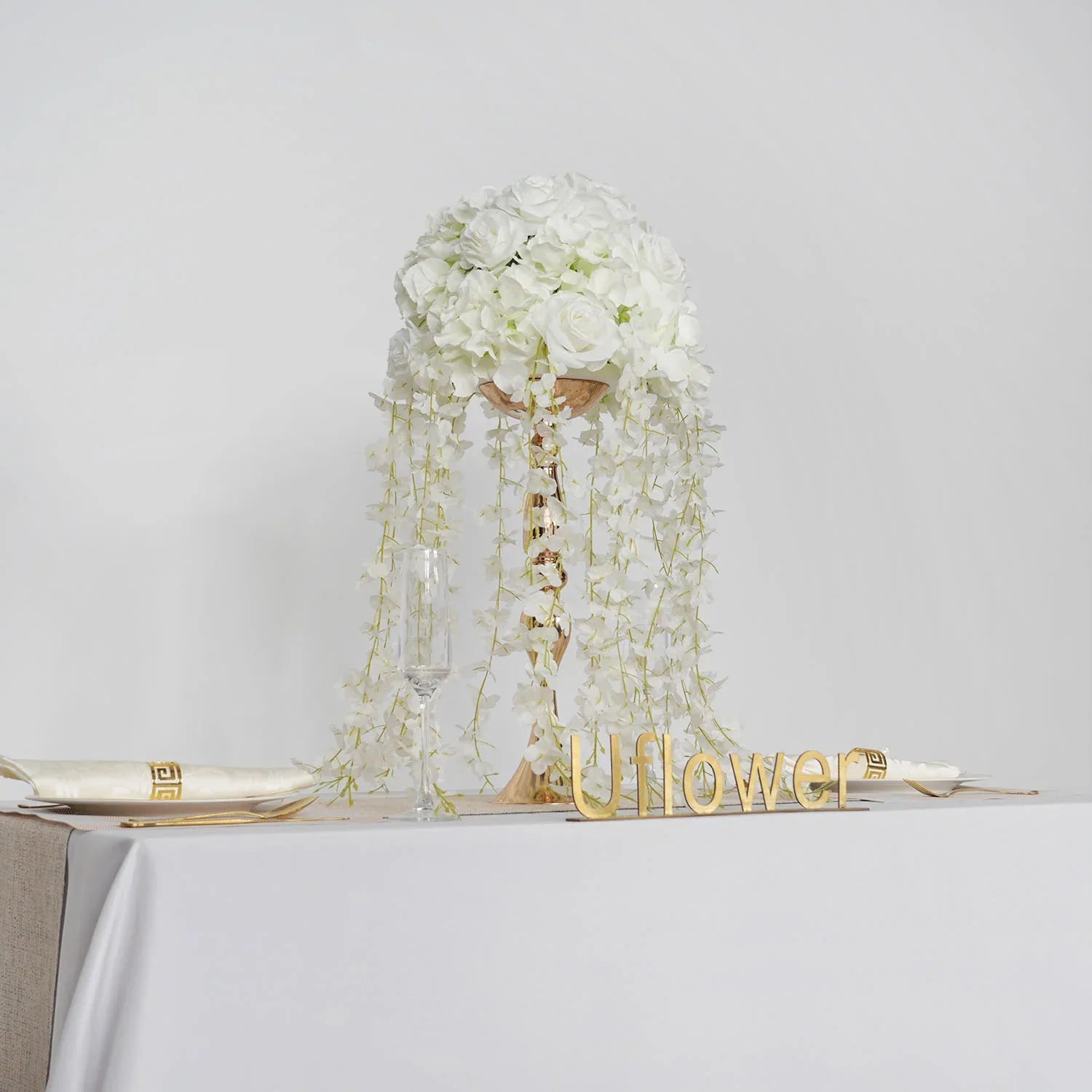 Uflower White Wedding Table Centerpiece Flower Arrangement MB80055-01 - Uflower