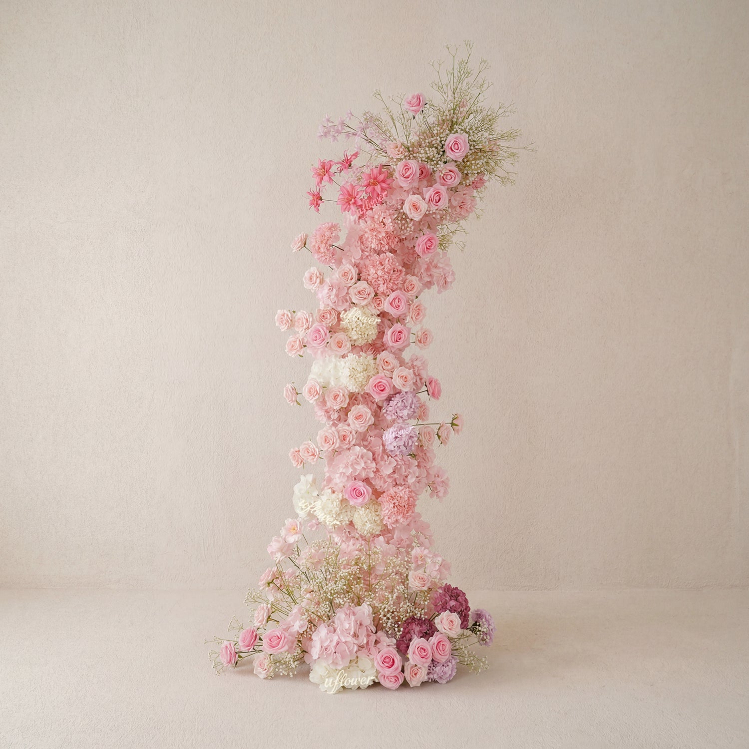 Uflower Pink White Floral Horn Arch Wedding Party Backdrop Decor SET80238