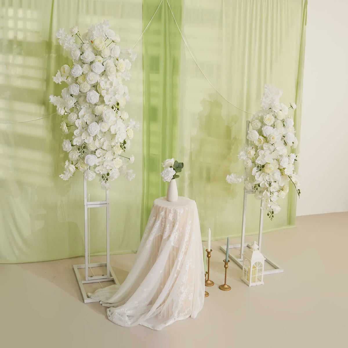 Uflower Artificial White Rose Flower Row Wedding KT Backdrop Decor SET80129 - Uflower