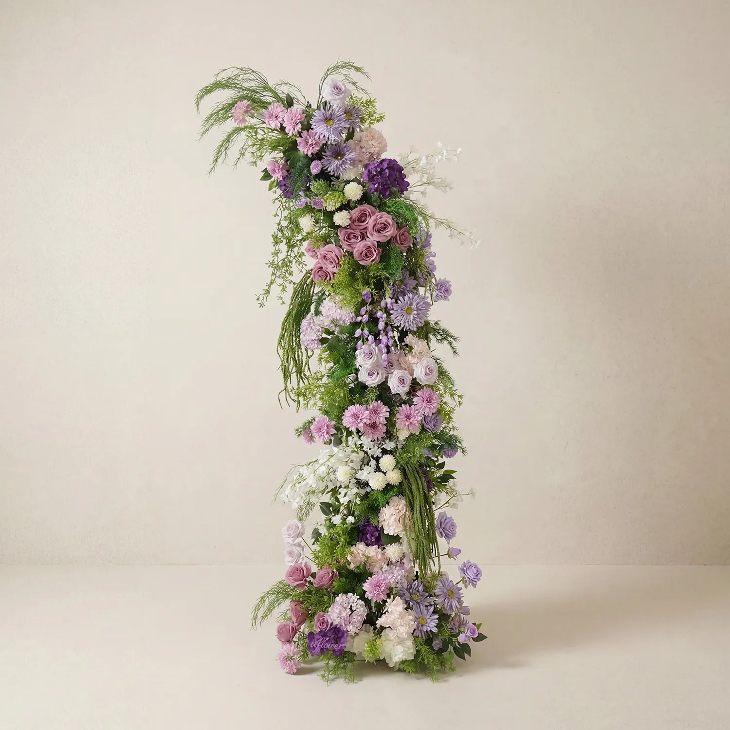 Uflower Purple Floral Greenery Arrangement Horn Arch Wedding Backdrop Props SET80227
