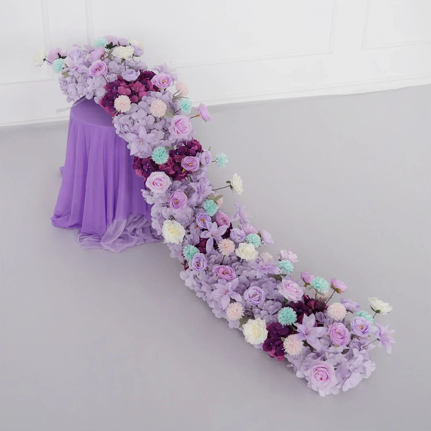 Uflower Purple Flower Row Sofa Table Runner Floor Flower Arrangement MC80122-01 - Uflower