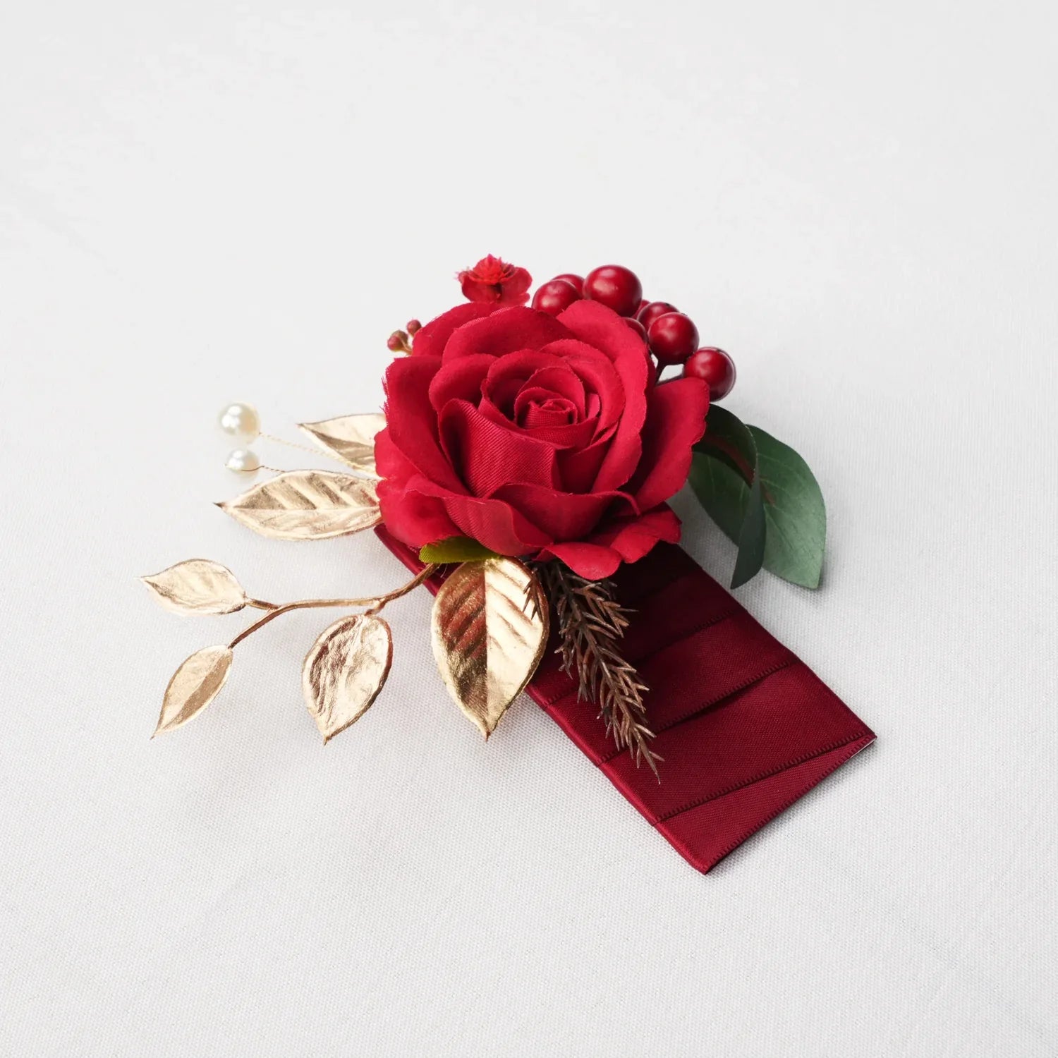 Uflower Boutonnieres in Red With Card MG80002-02 - Uflower