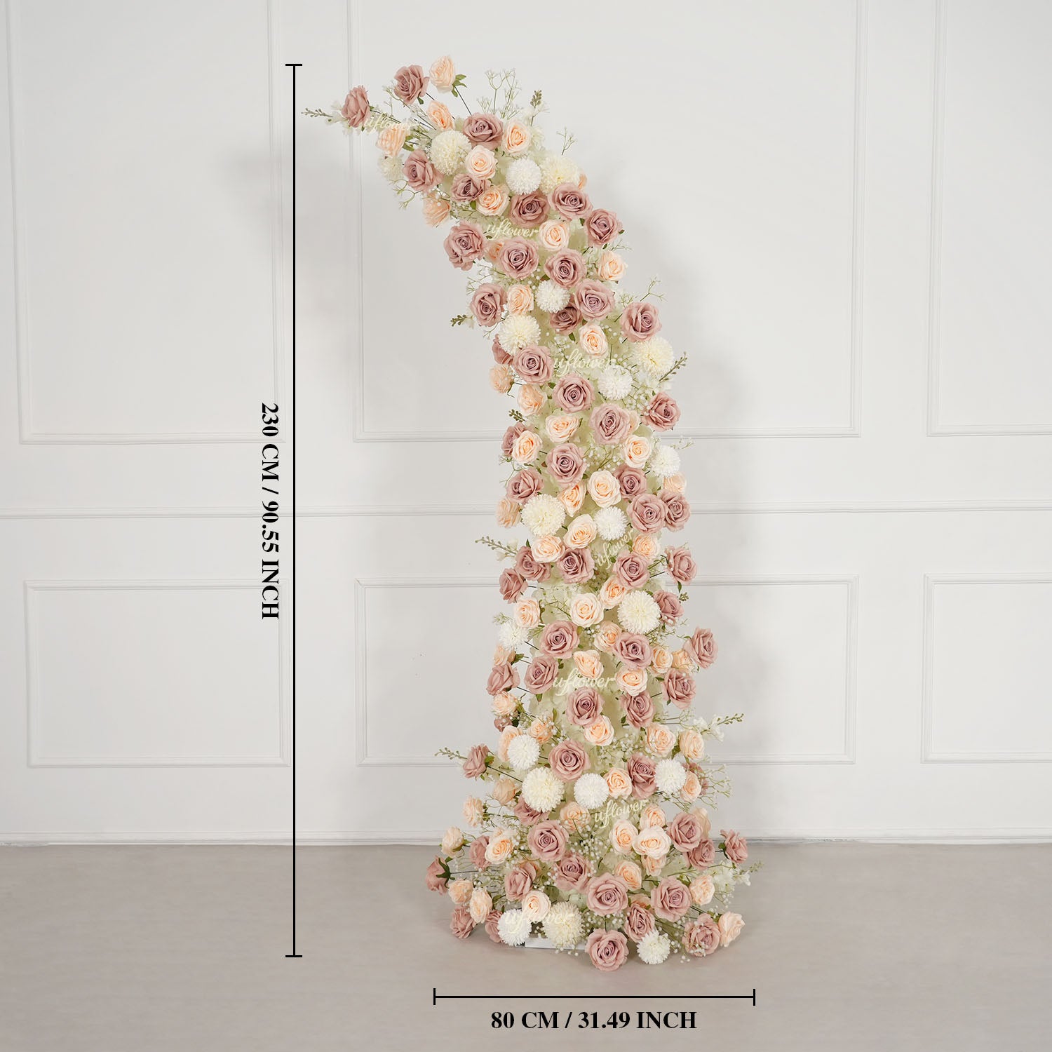 Uflower Champagne Horn Arch Baby's Breath Wedding Backdrop Party Event Decor Props SET80223