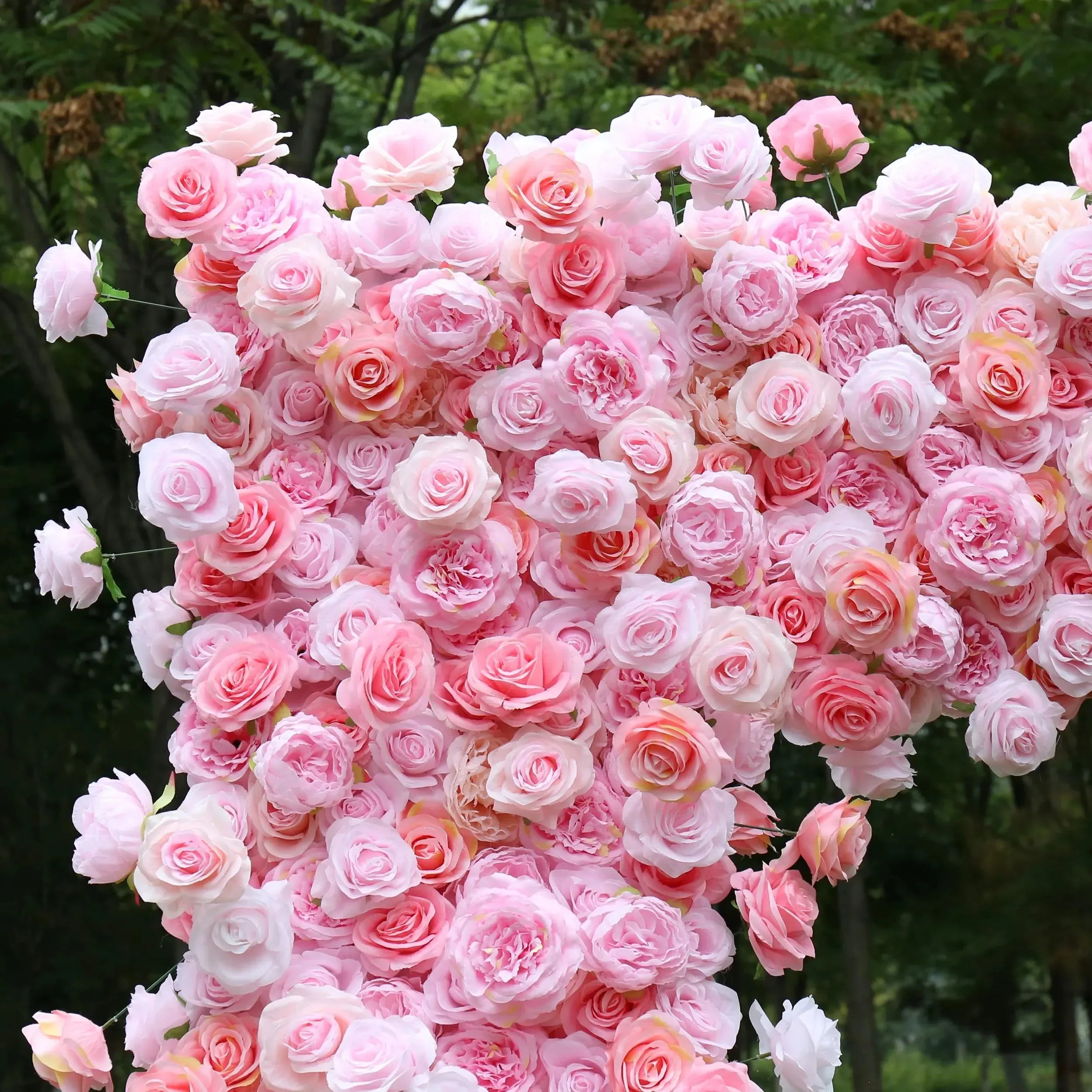 Uflower Pink Rose Floral Square Arch Wedding Party Backdrop Decoration - Uflower