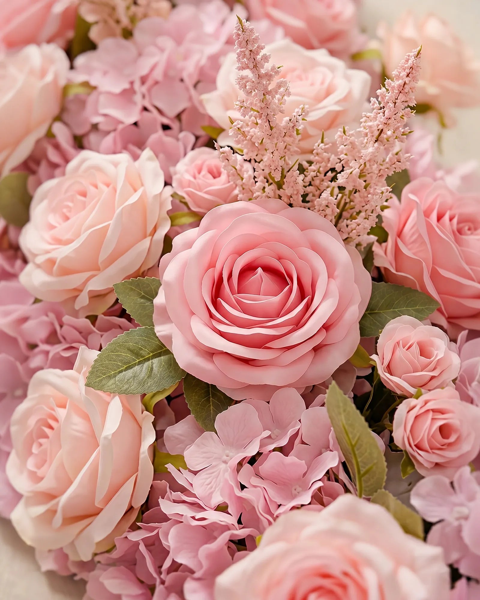 Uflower Mix Pink Rose Flower Row with Drapes MC89006-01