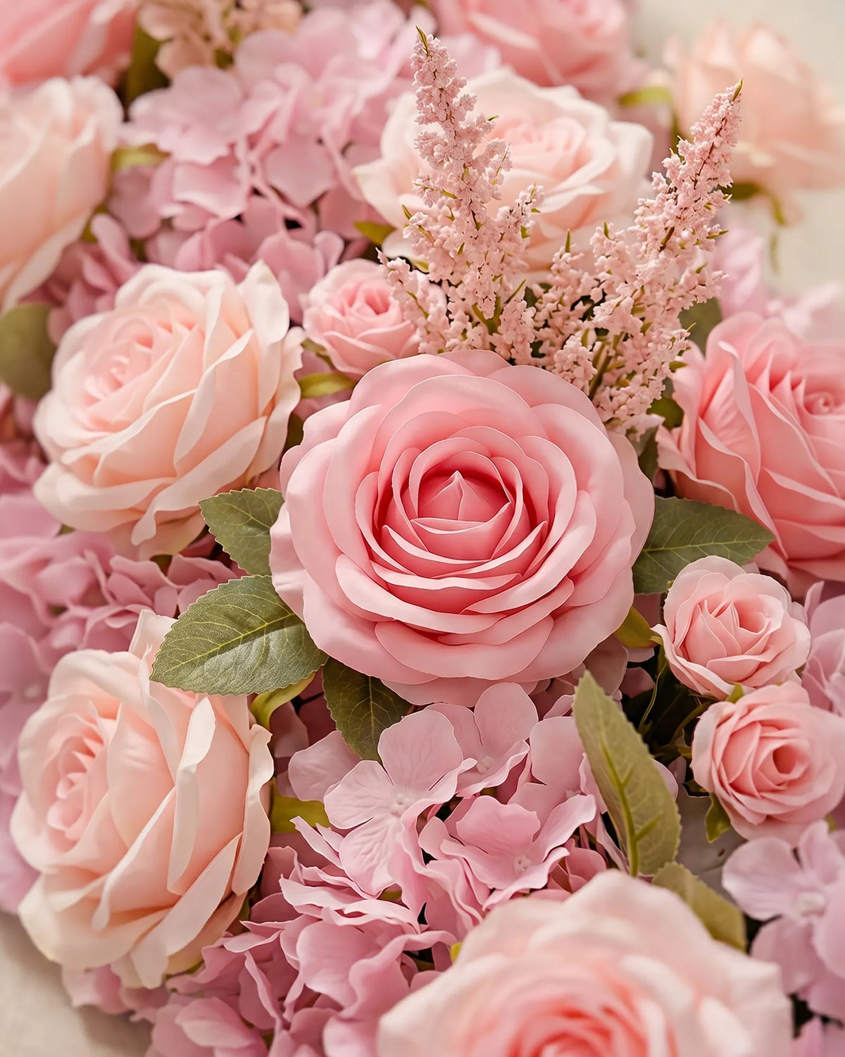 Uflower Rangée de fleurs de roses roses mélangées de 100 cm avec draperies MC89006-01