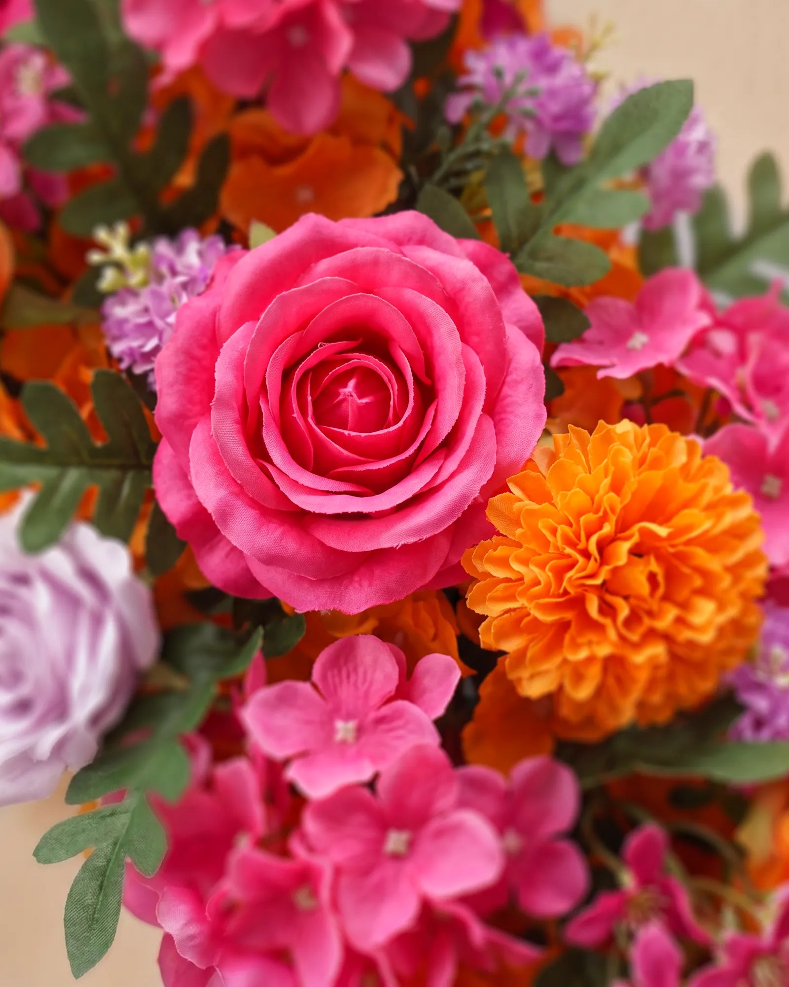 Uflower 100cm Rose Red Orange Flower Row with Drapes MC89002-01