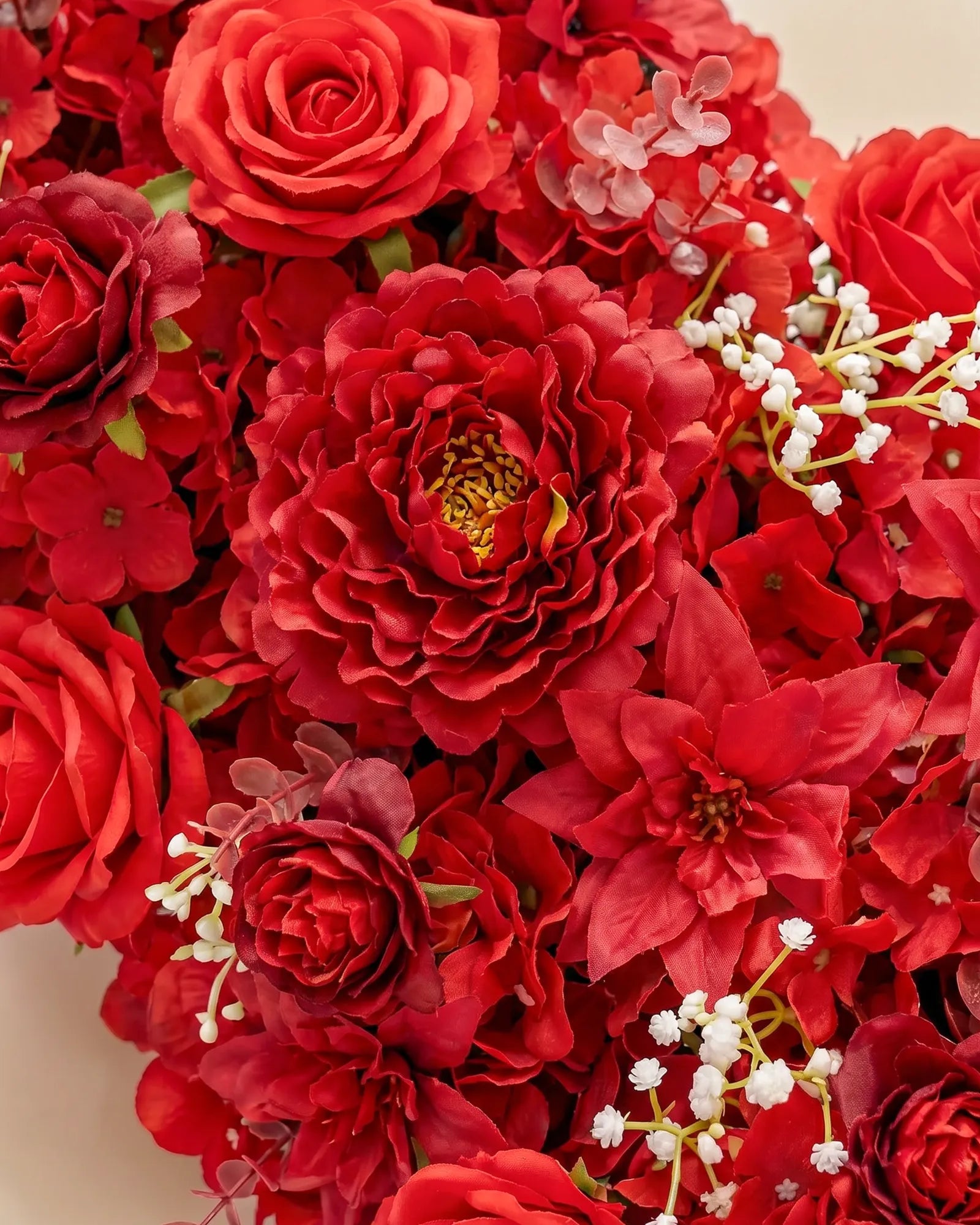 Uflower 100cm Red Rose & Peony Flower Row with Drapes MC89005-01