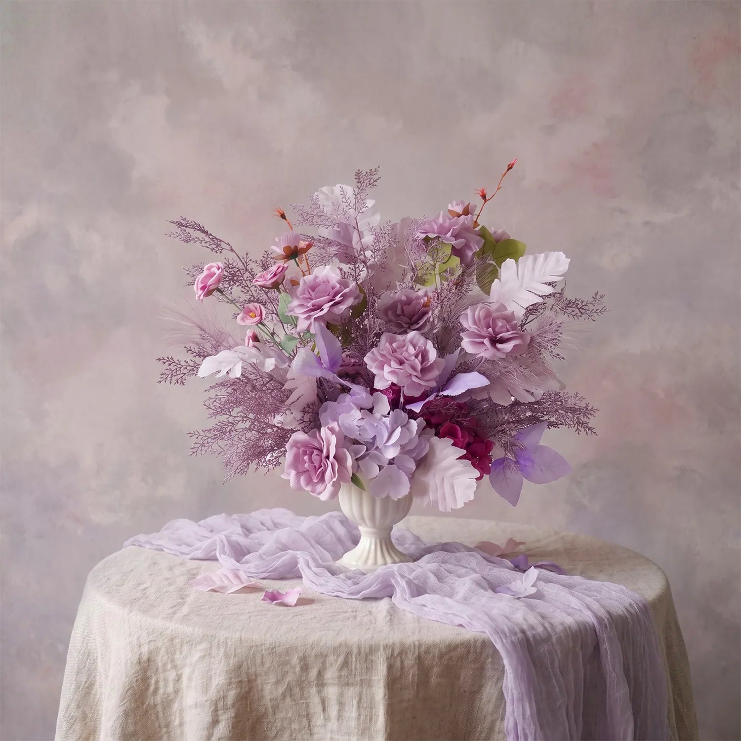 Uflower Taro Purple Wedding Decorations | One-Stop Wedding Styling with Arch, Bridal Bouquet, Chair Flowers & Floral Rows