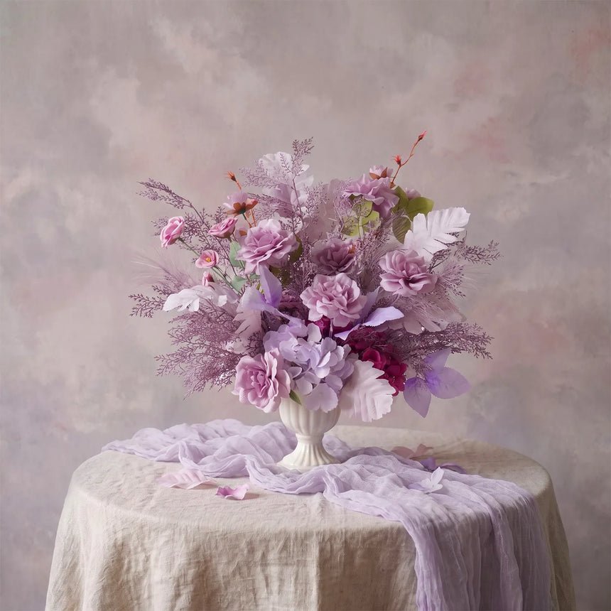 Uflower Taro Purple Wedding Decorations | One-Stop Wedding Styling with Arch, Bridal Bouquet, Chair Flowers & Floral Rows