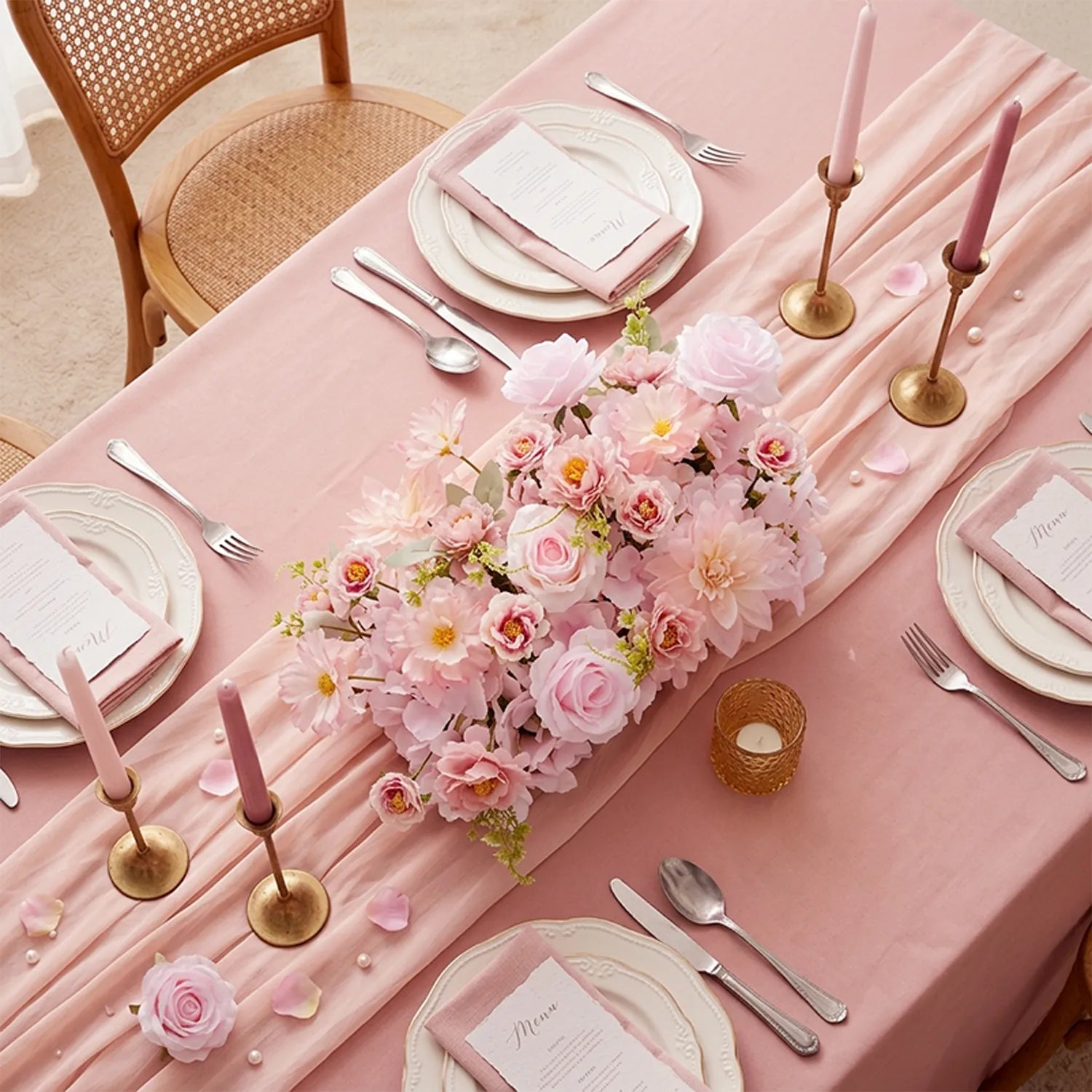 Uflower Pink Wedding Decorations | One-Stop Styling with Floral Wall, Table Flowers, Chair Flowers & Wreaths