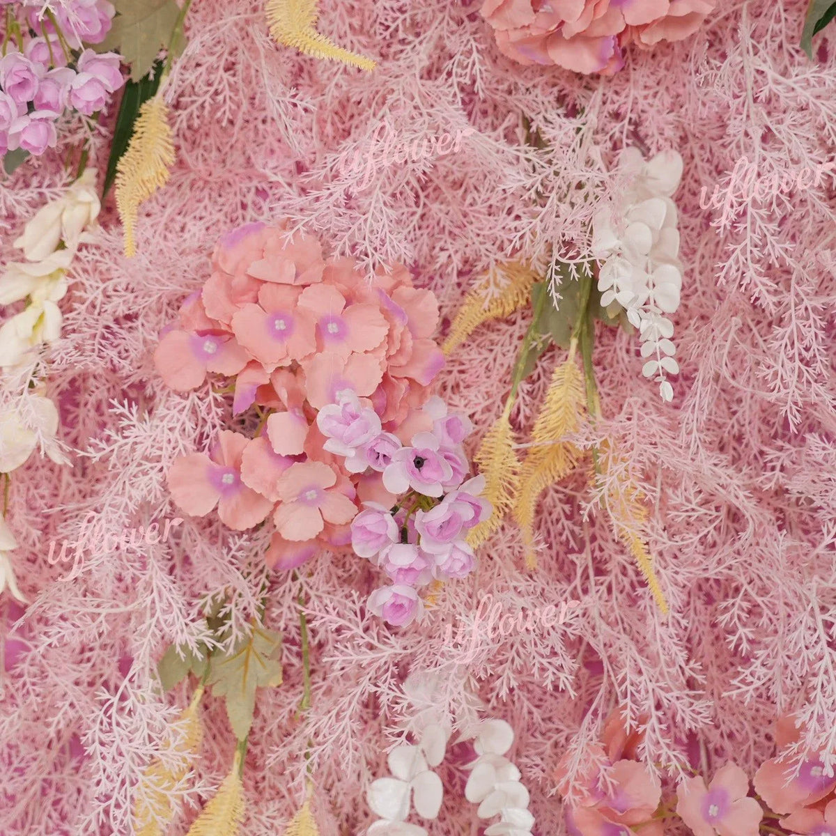 Uflower Flower Wall Champagne Pink Frost Floral Backdrop Wedding Party Proposal Decor SET80215 - Uflower