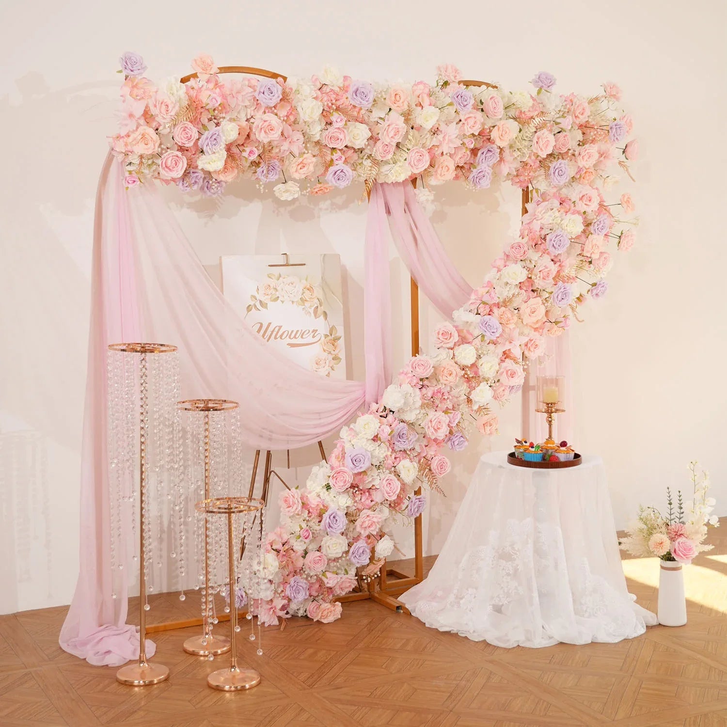 Uflower Pink Purple Rose Floral Door Arch Wedding Party Backdrop Decoration MC80127 - Uflower