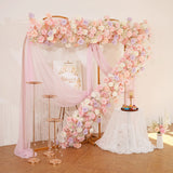 Uflower Pink Purple Rose Floral Door Arch Wedding Party Backdrop Decoration MC80127 - Uflower