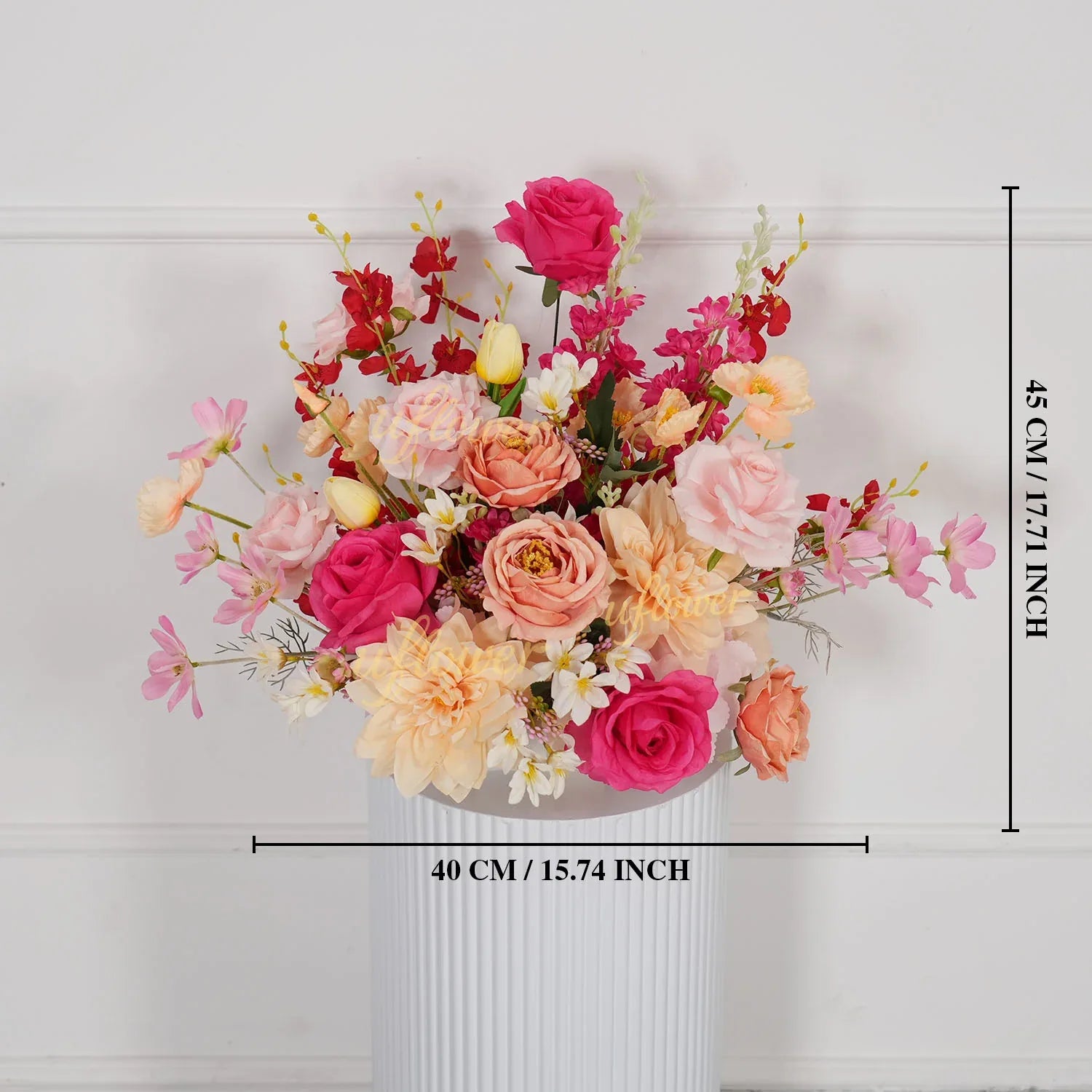 Uflower Champagne Pink Flower Arrangement Wedding Party Backdrop Floral Props SET80176-01 - Uflower