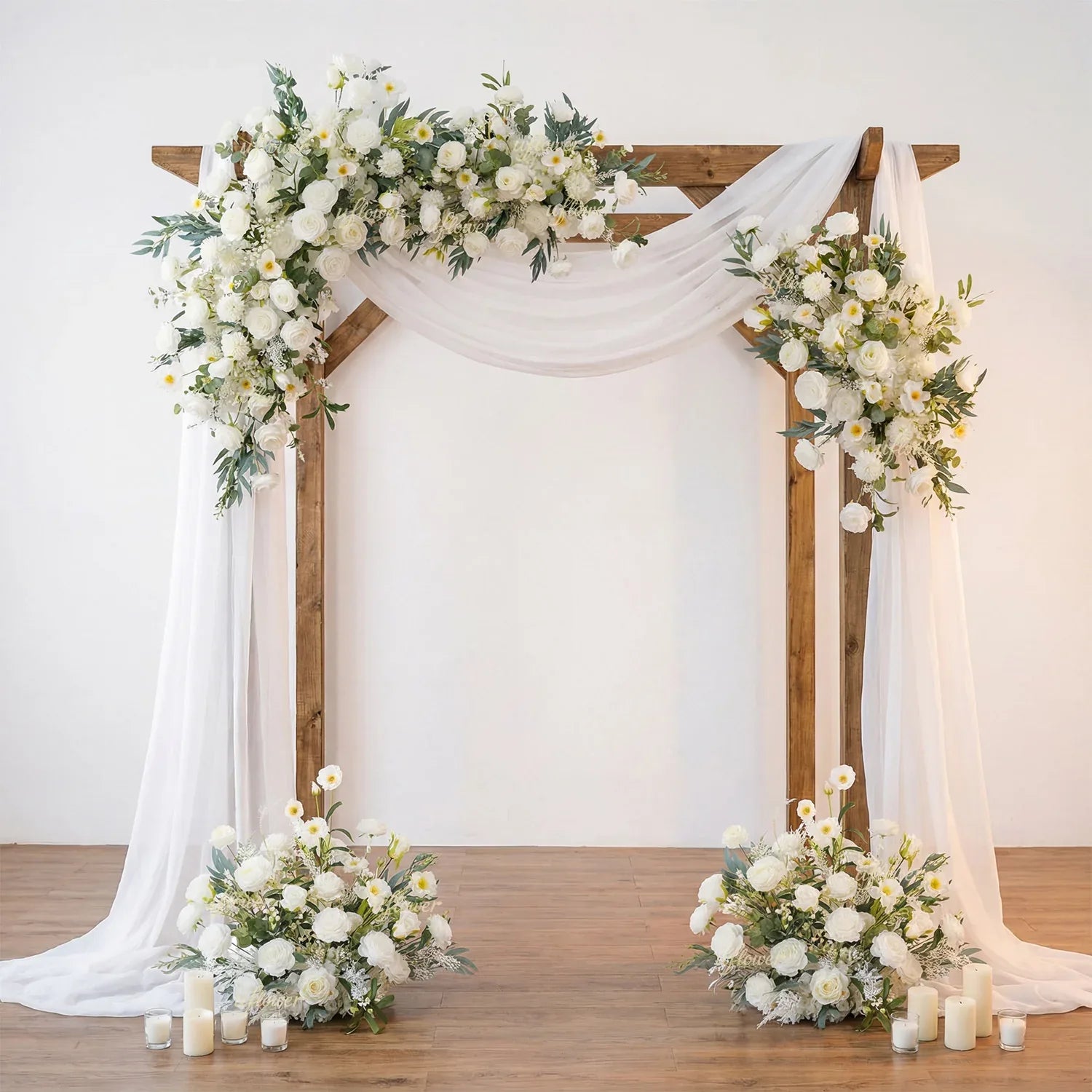 Artificial White Green Wedding KT Backdrop Flower Row Decor SET80075 - Uflower