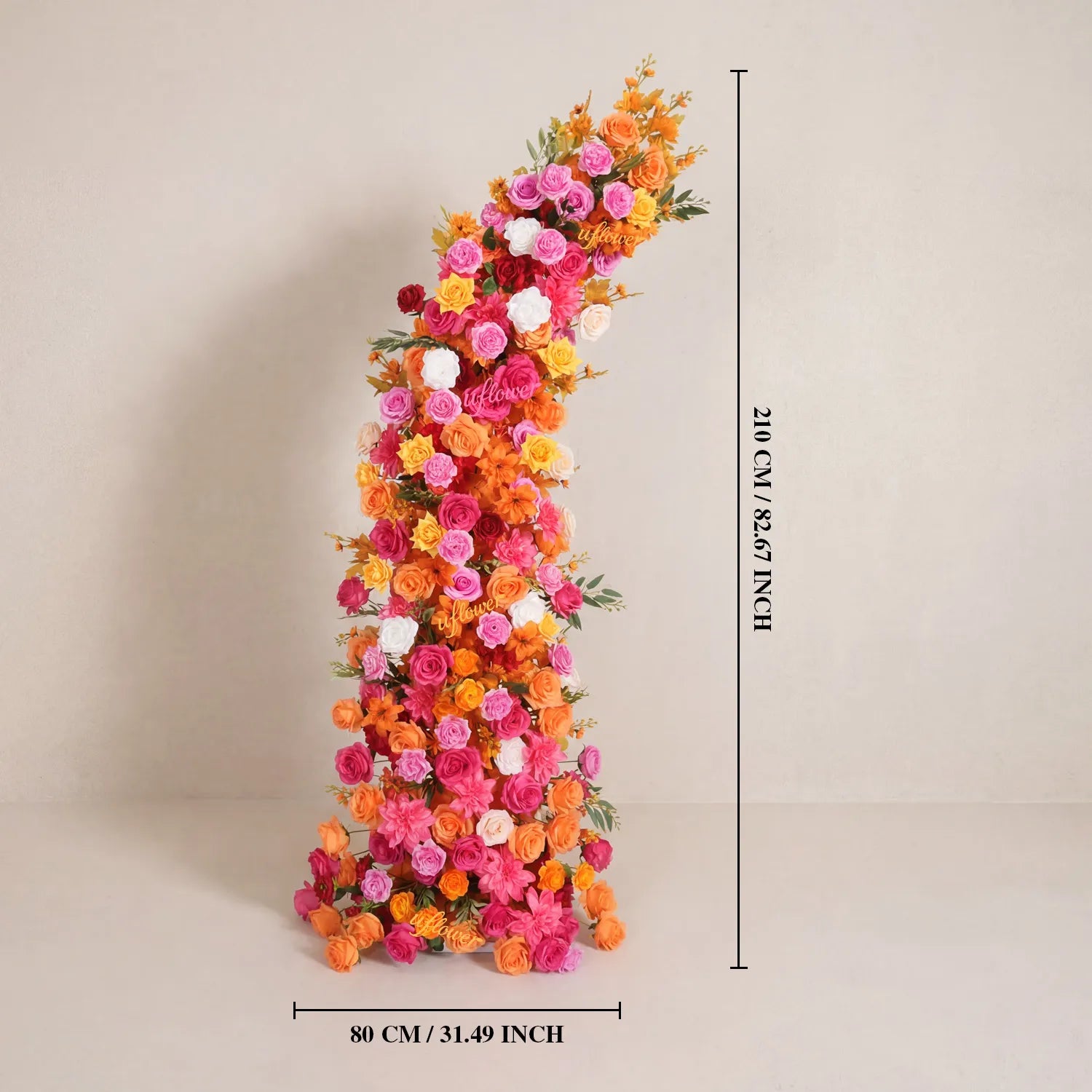 Uflower Orange-Rose Horn Arch Wedding Backdrop Party Event Decor Props SET80235