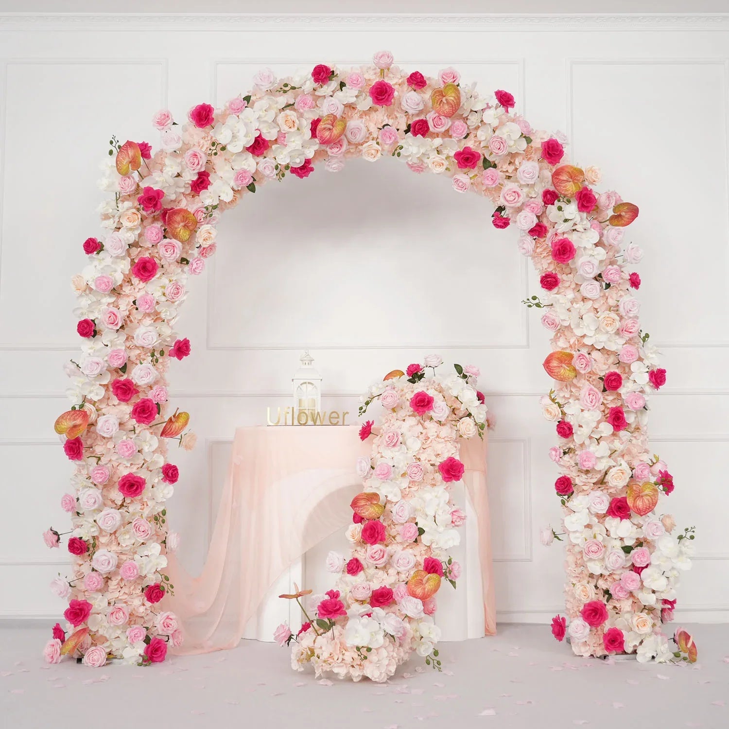 Uflower Pink Rose Floral Door Arch Wedding Party Backdrop Decoration SET80206 - Uflower