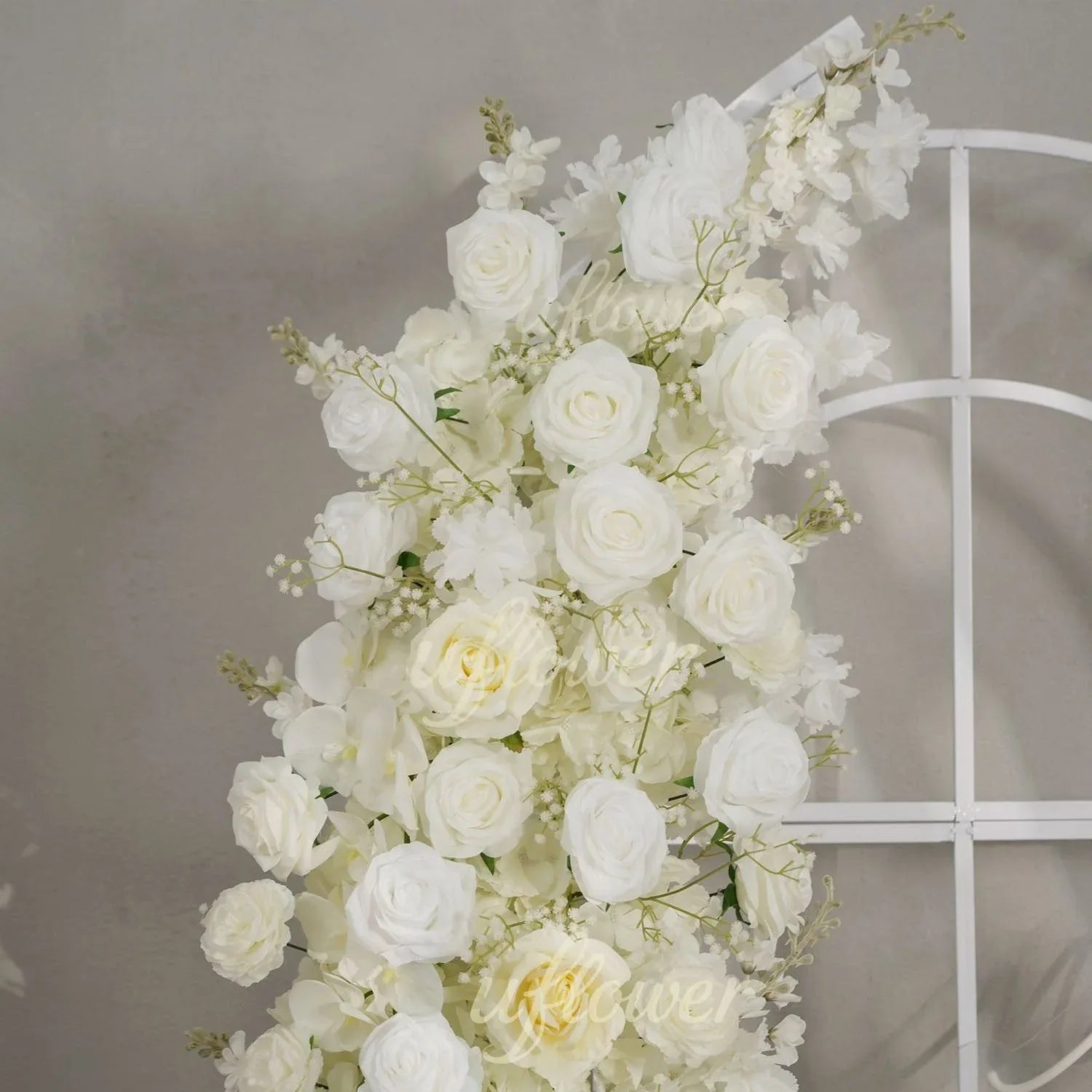 Uflower White Rose Horn Arch Floral Arrangement Wedding Backdrop Decor SET80162 - Uflower