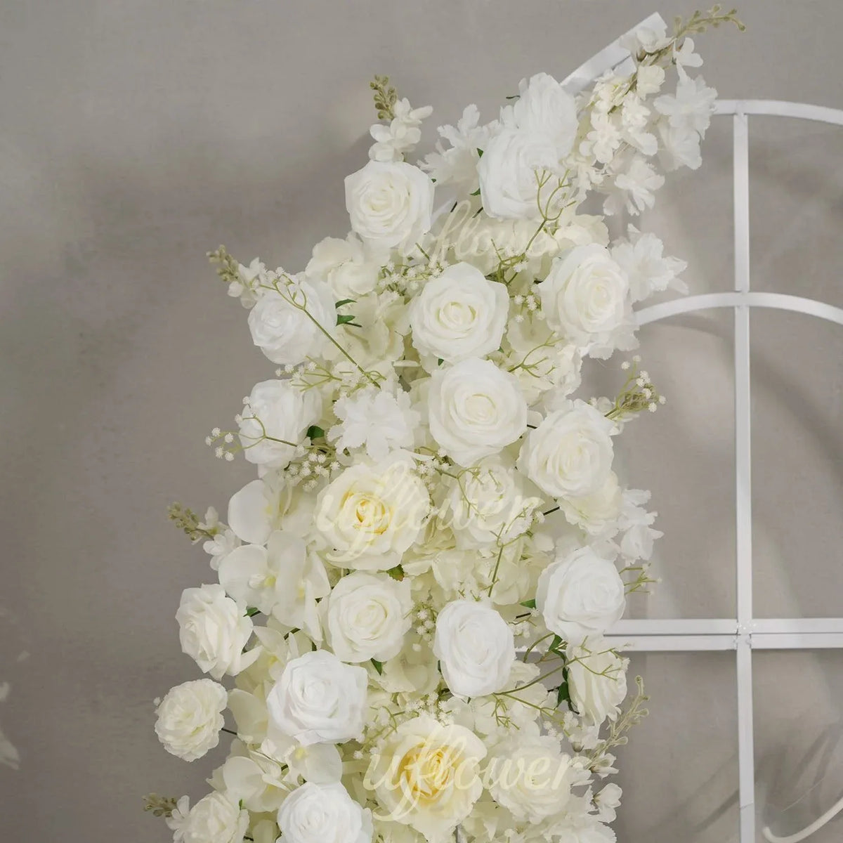 Uflower White Rose Horn Arch Floral Arrangement Wedding Backdrop Decor SET80162 - Uflower