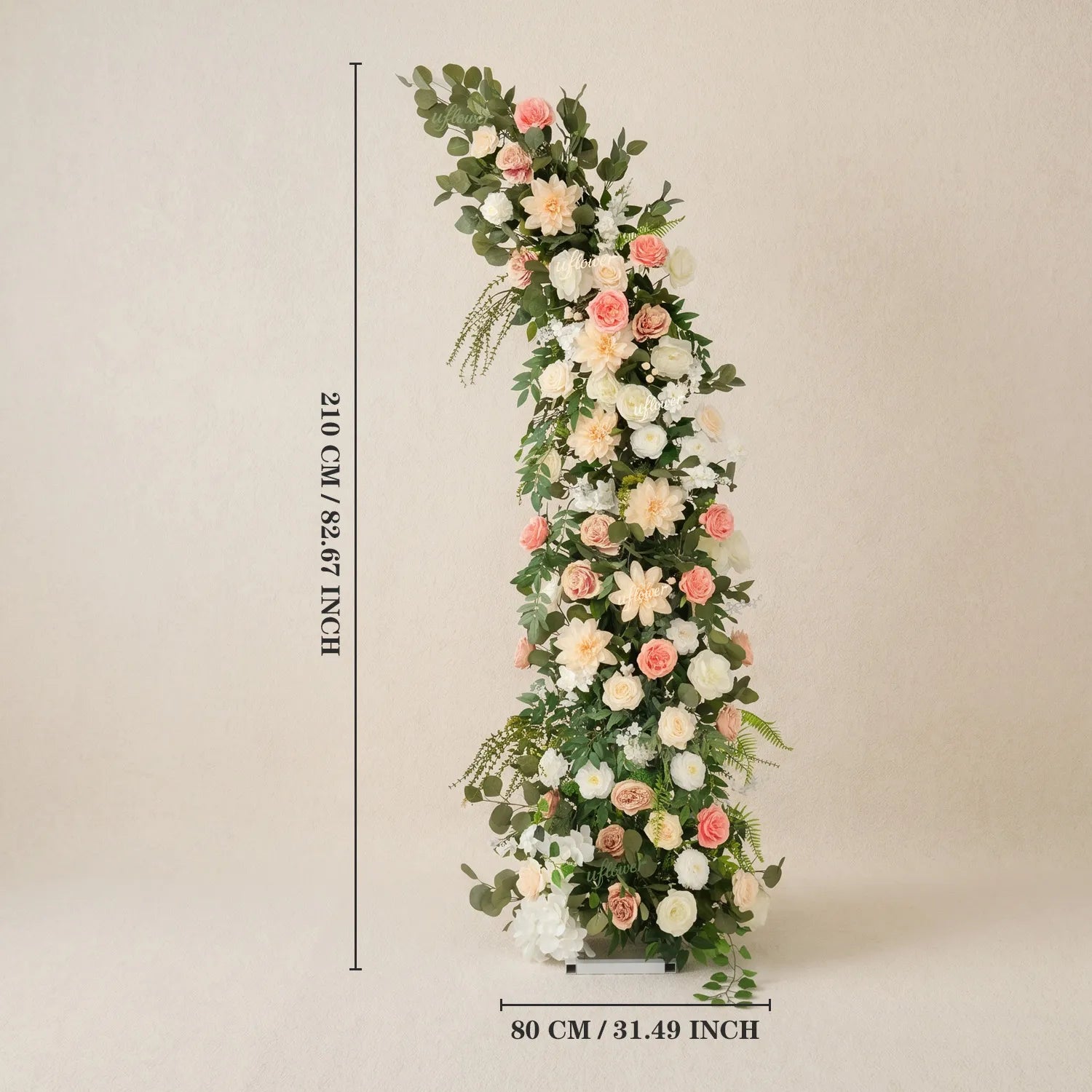 Uflower Pink White Greenery Horn Arch Wedding Backdrop Party Event Decor Props SET80252-01