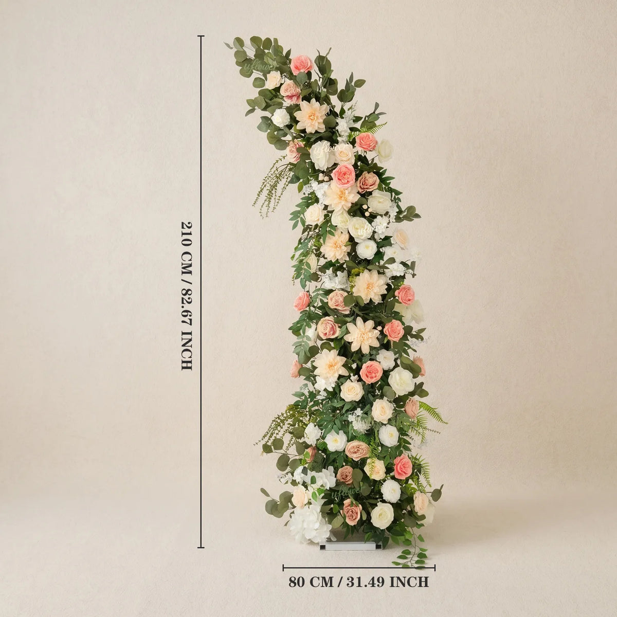 Uflower Pink White Greenery Horn Arch Wedding Backdrop Party Event Decor Props SET80252-01