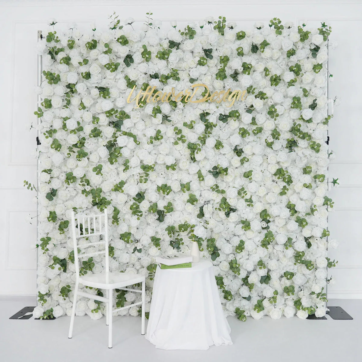 Uflower Artificial White Rose Wall Wedding Backdrop Decor SET80089 - Uflower