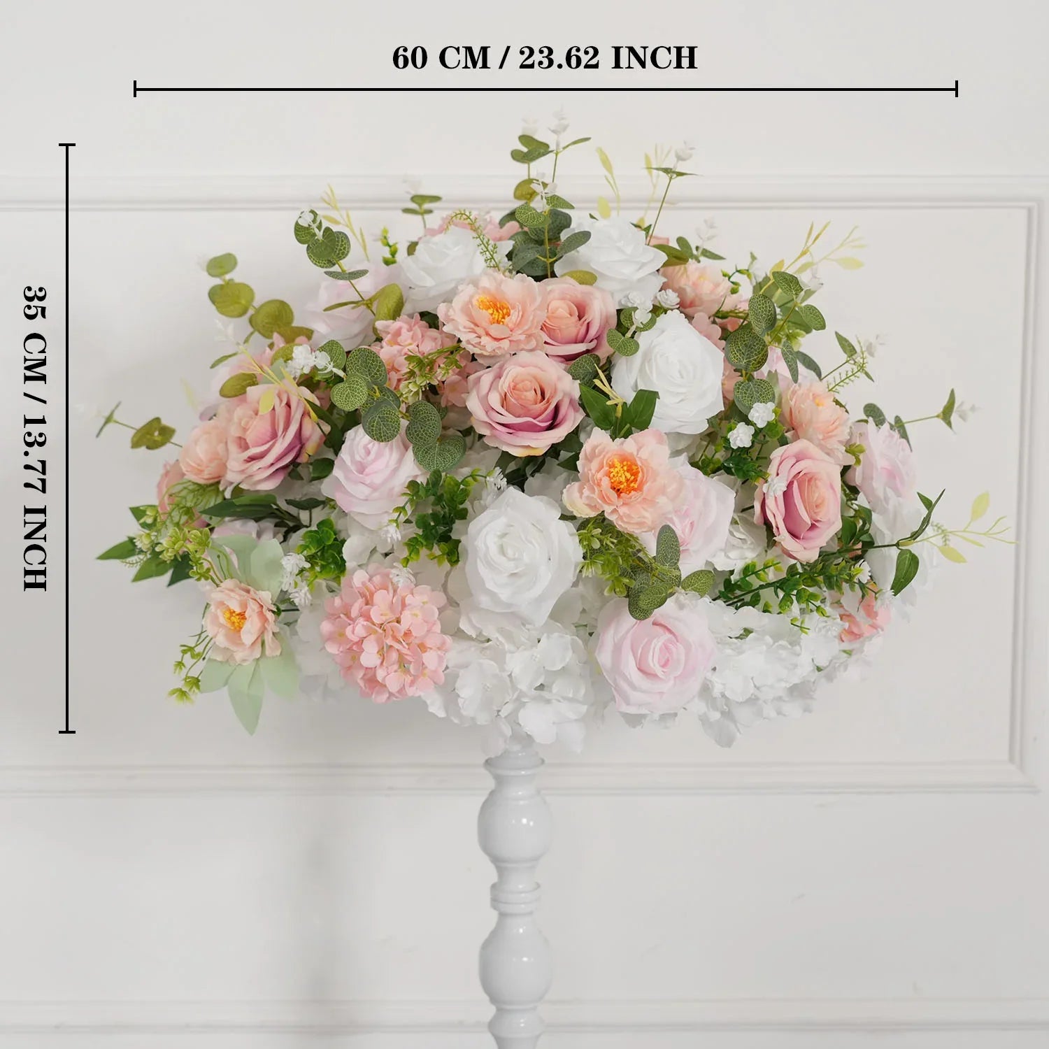 Uflower Pink White Rose Green Leaf Table Centerpieces Floral Ball Wedding Decoration MB80070 - Uflower