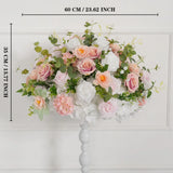 Uflower Pink White Rose Green Leaf Table Centerpieces Floral Ball Wedding Decoration MB80070 - Uflower