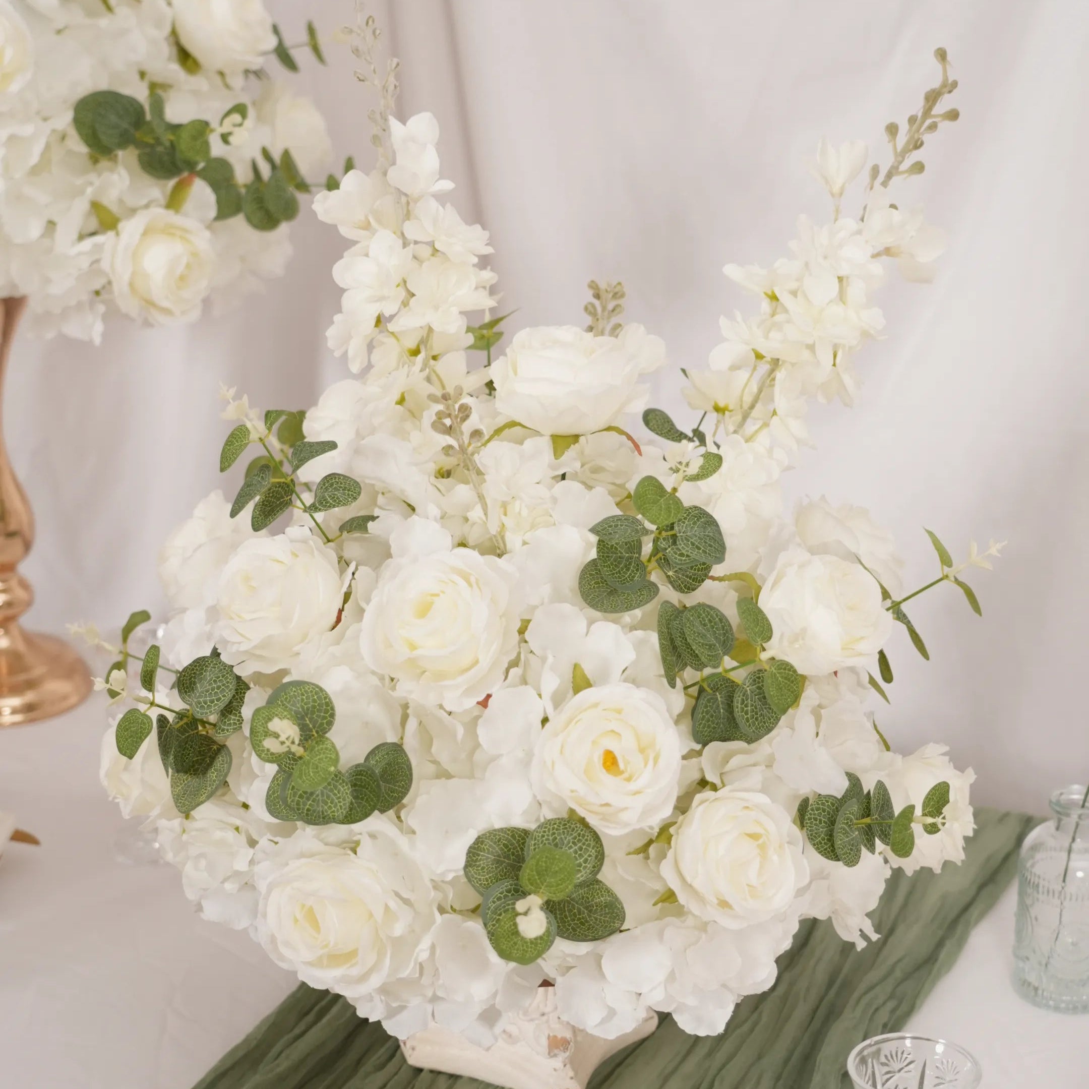 White & Green Table Arrangement Centerpirce Wedding & Party Table Centerpiece
