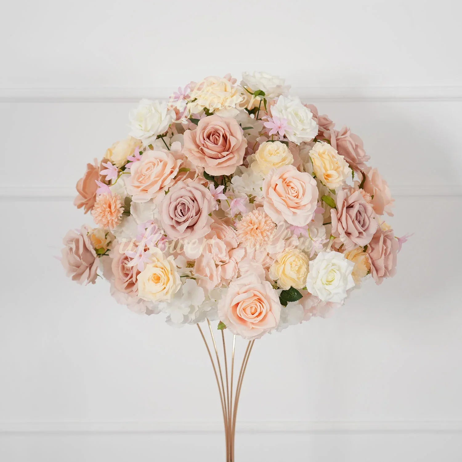 Uflower Champagne Pink Rose Arrangement Wedding Backdrop Floral Props SET80151 - Uflower