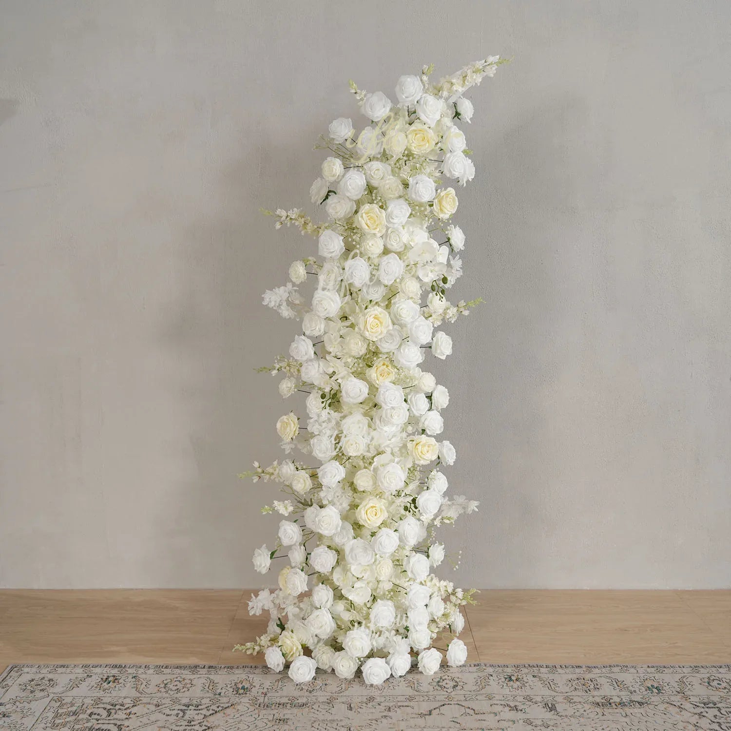 Uflower White Rose Floral Horn Arch Wedding Party Backdrop Decor MC80168-01 - Uflower