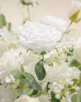 Uflower 200cm White Rose Greenery Flower Row with Drapes MC89004-02