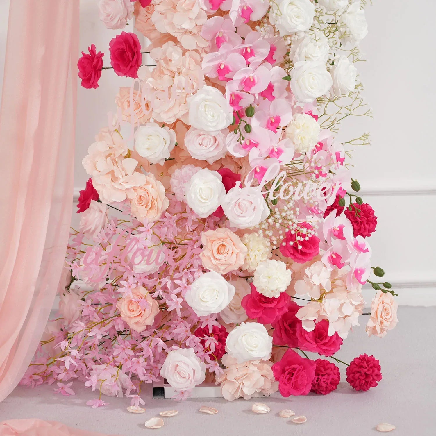 Uflower Pink White Floral Horn Arch Wedding Party Backdrop Decor SET80103-01 - Uflower