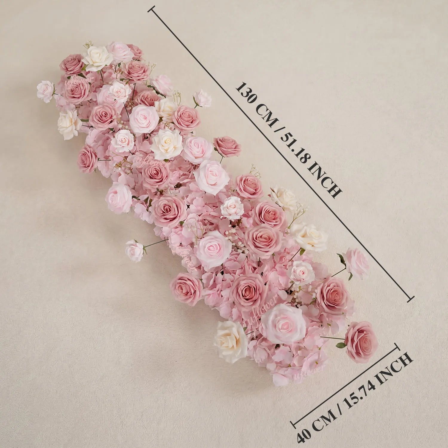 Uflowe Blush Table Runner Sofa Floral Wedding Backdrop Decor SET80244