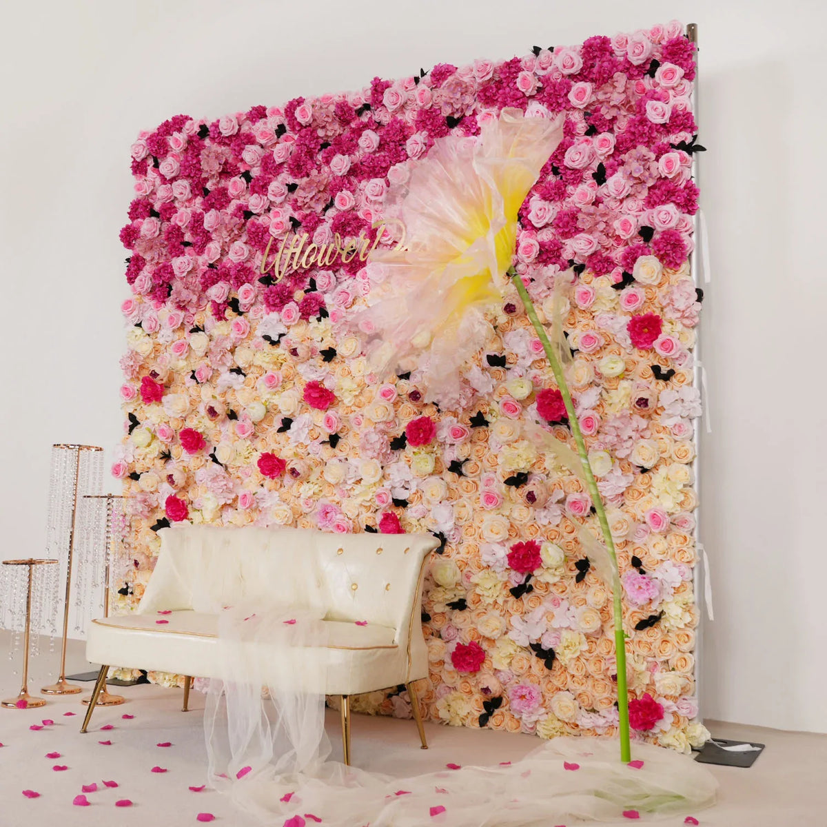 Uflower Rose Pink Gradient Flower Wall SET80046 - Uflower