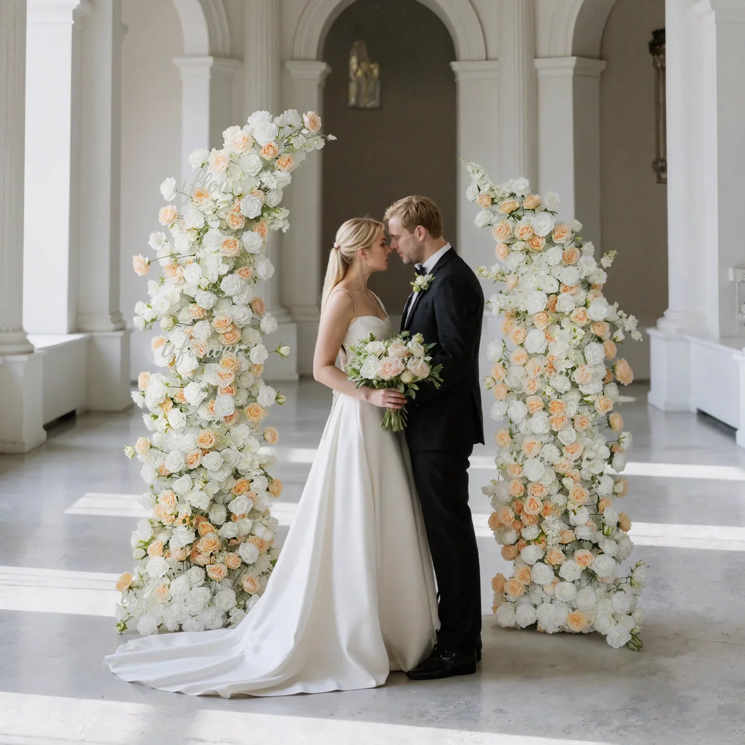 Uflower Champagne Crocus Wedding Event Floral Arch SET80041 - Uflower