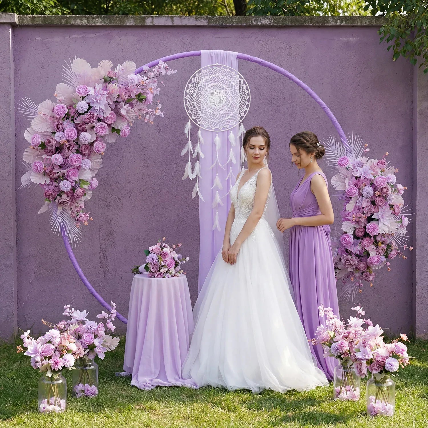Artificial Purple Wedding KT Backdrop Flower Row Decor SET80067 - Uflower